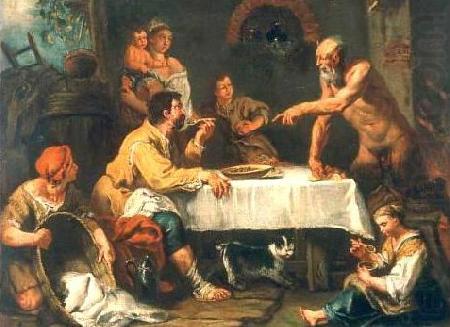 Gaspare Diziani The Satyr and the Peasant oil painting picture
